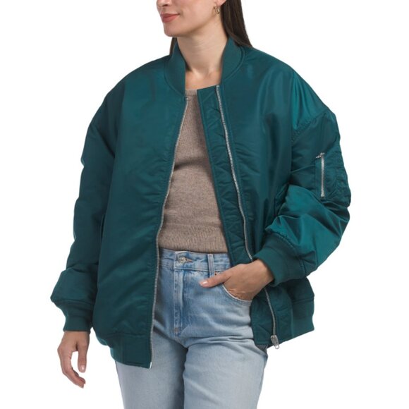 HUDSON Teal Oversized Bomber Jacket